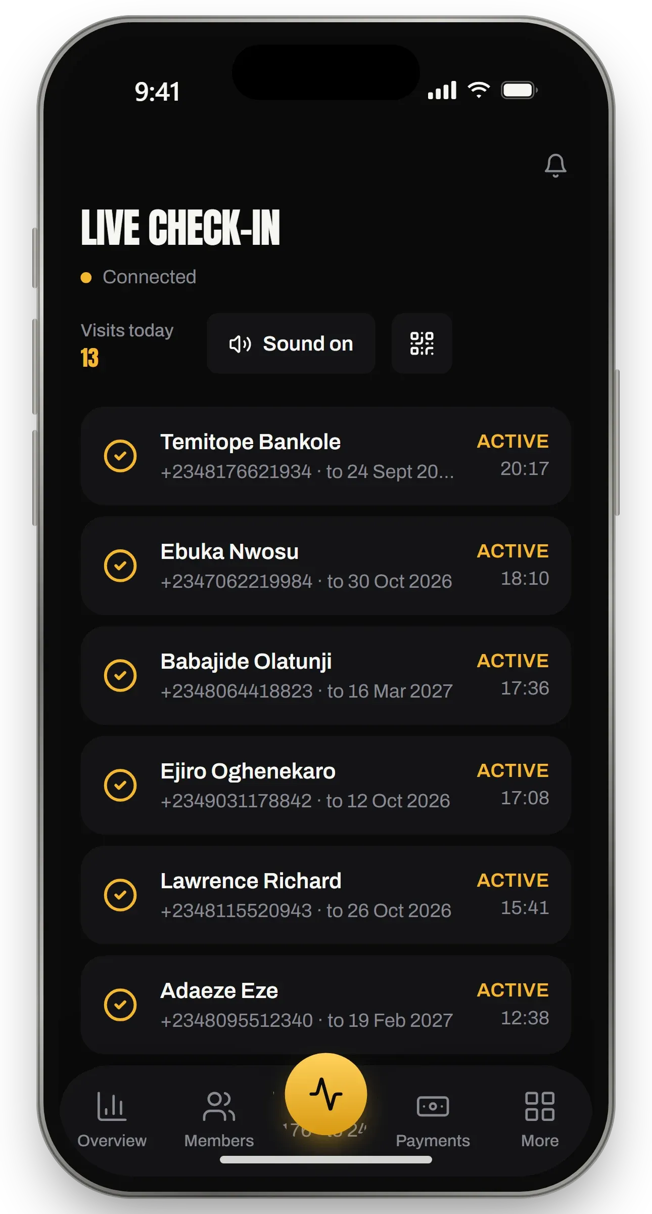 Live check-in