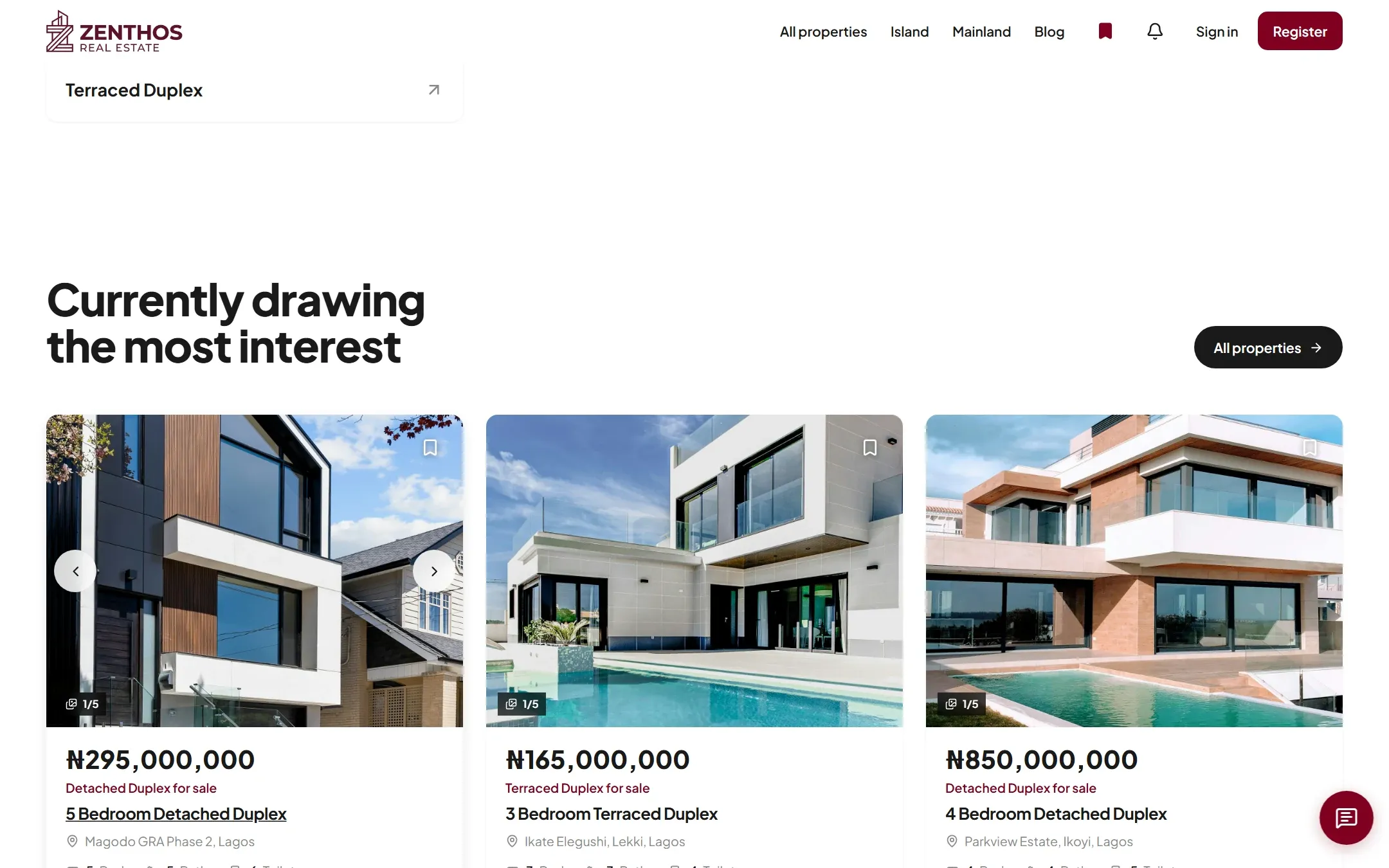 Listings drawing the most interest